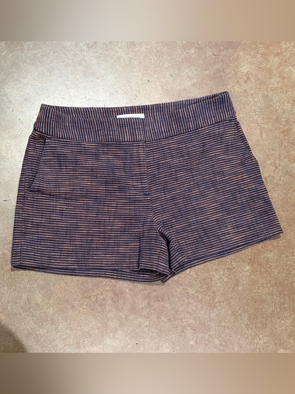 LOFT Navy & Orange Striped Knit Shorts, Size 6